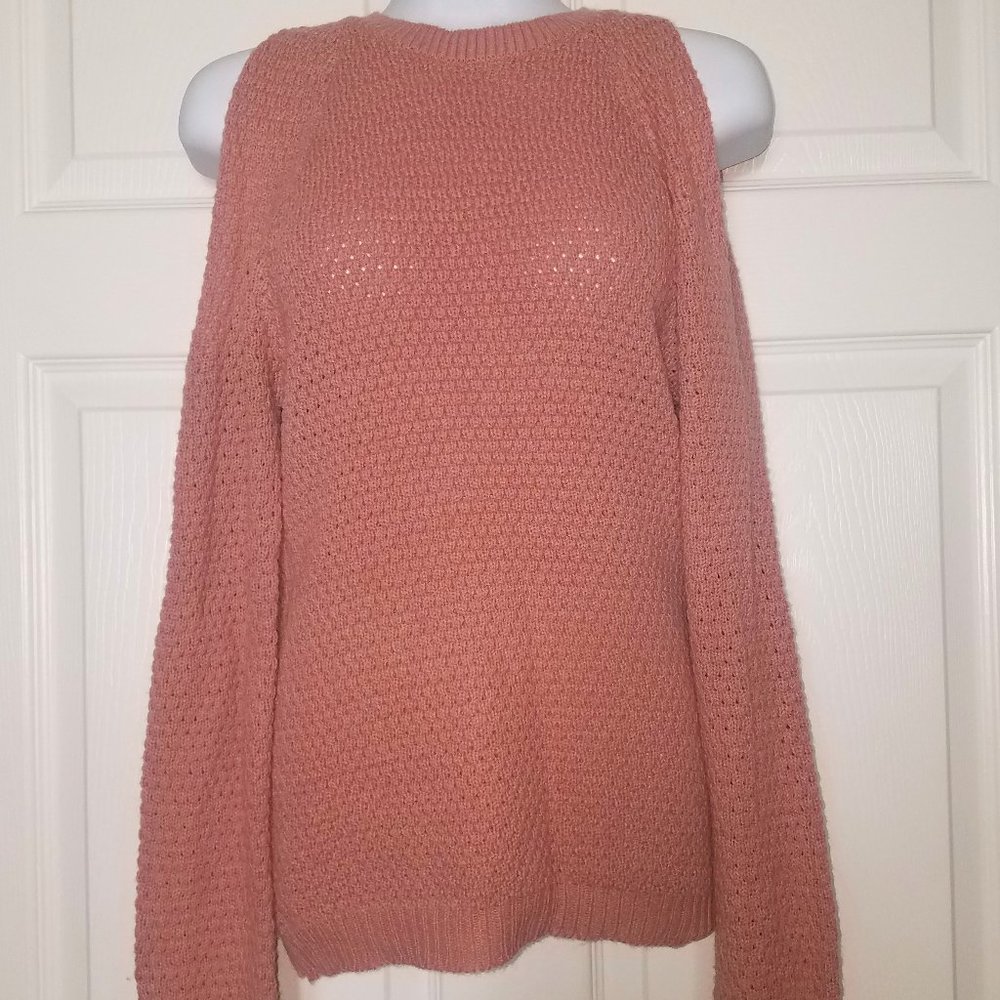 Blush Pink Cold Shoulder Sweater
